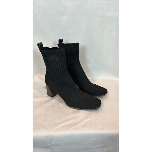 Cuccco Women's Black Stretch Minimalist 3" Block Heel Ankle Boots Size 41 - Picture 1 of 10
